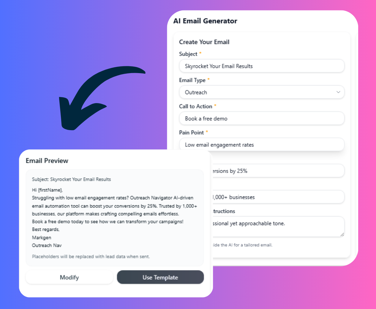 AI Email Generator interface