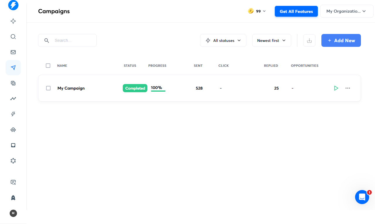 Instantly AI outreach automation dashboard