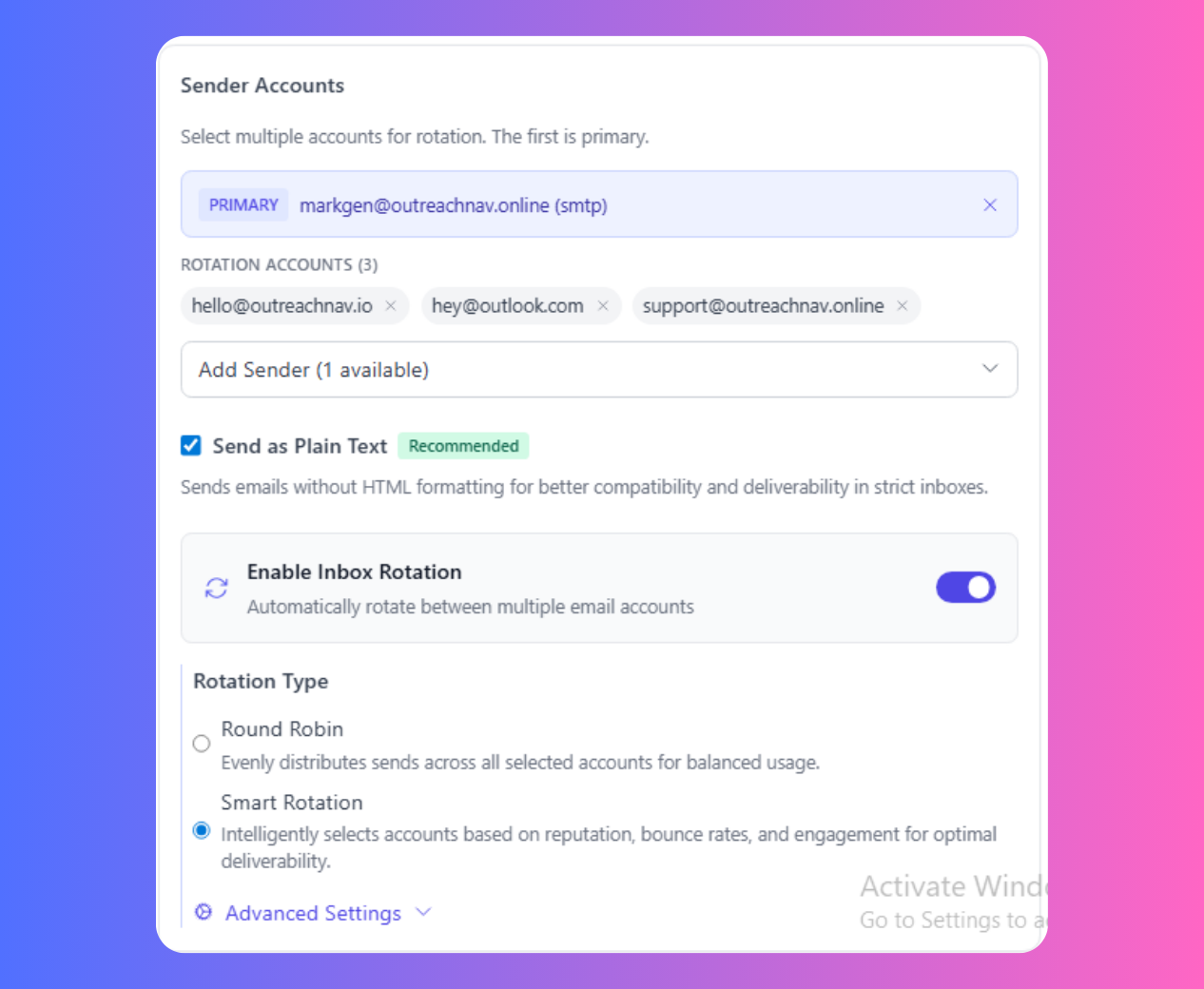 Inbox Rotation interface